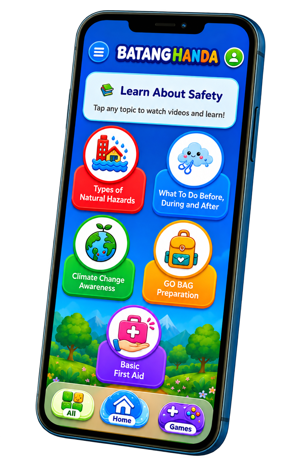 BatangHanda app screens showing safety topics