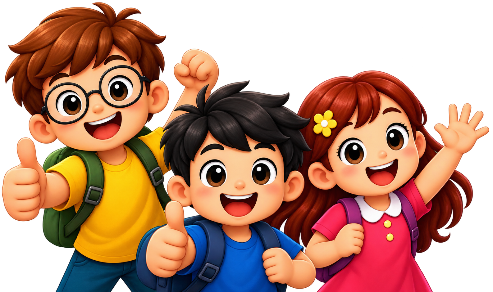 Three smiling children ready to learn about safety